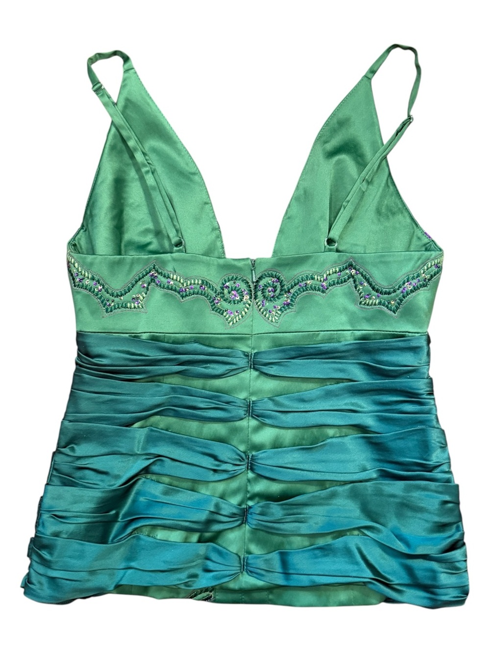 Archival 2005 Mandalay Jade Green Beaded Ruched Corset “SERPENT” Top - Picture 3 of 11